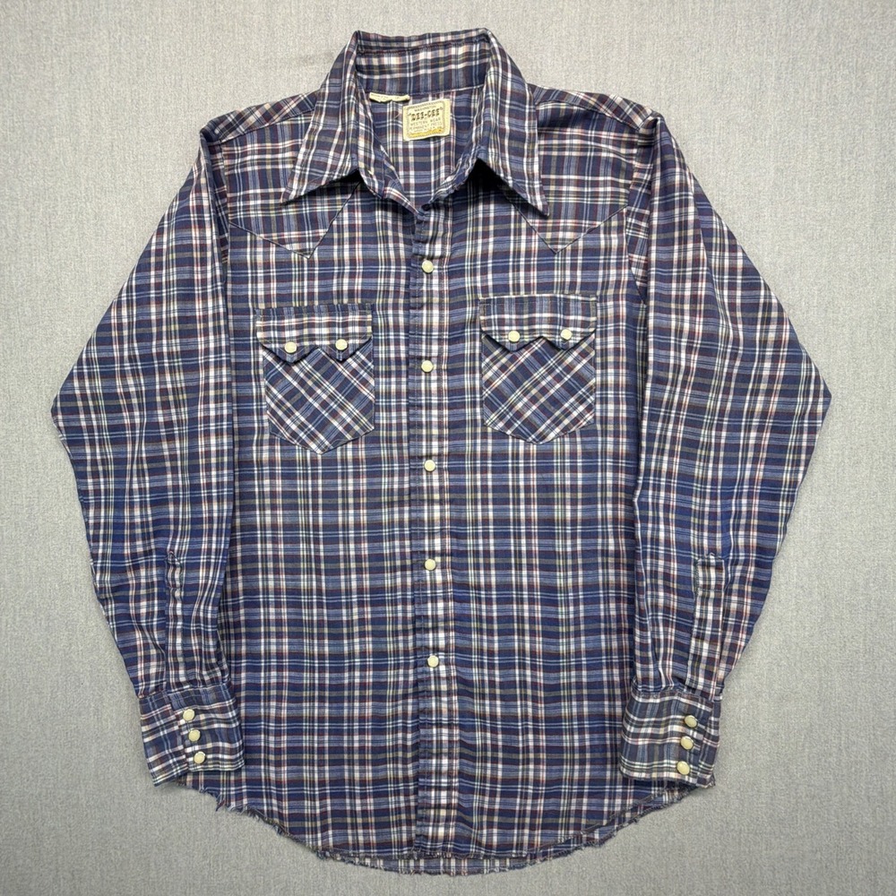 Vtg DEE CEE Sawtooth Pearl Snap Western Shirt Men's 14.5 / 33 Plaid